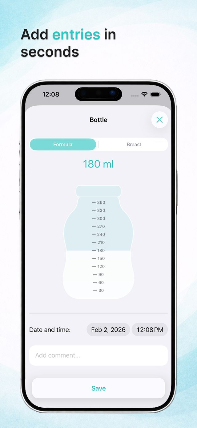 Adding a bottle feed in seconds
