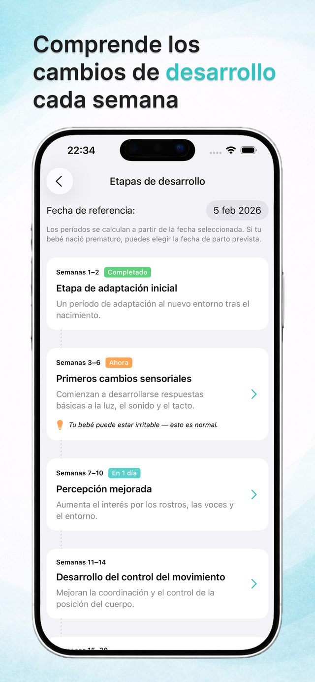 Etapas de desarrollo semanales
