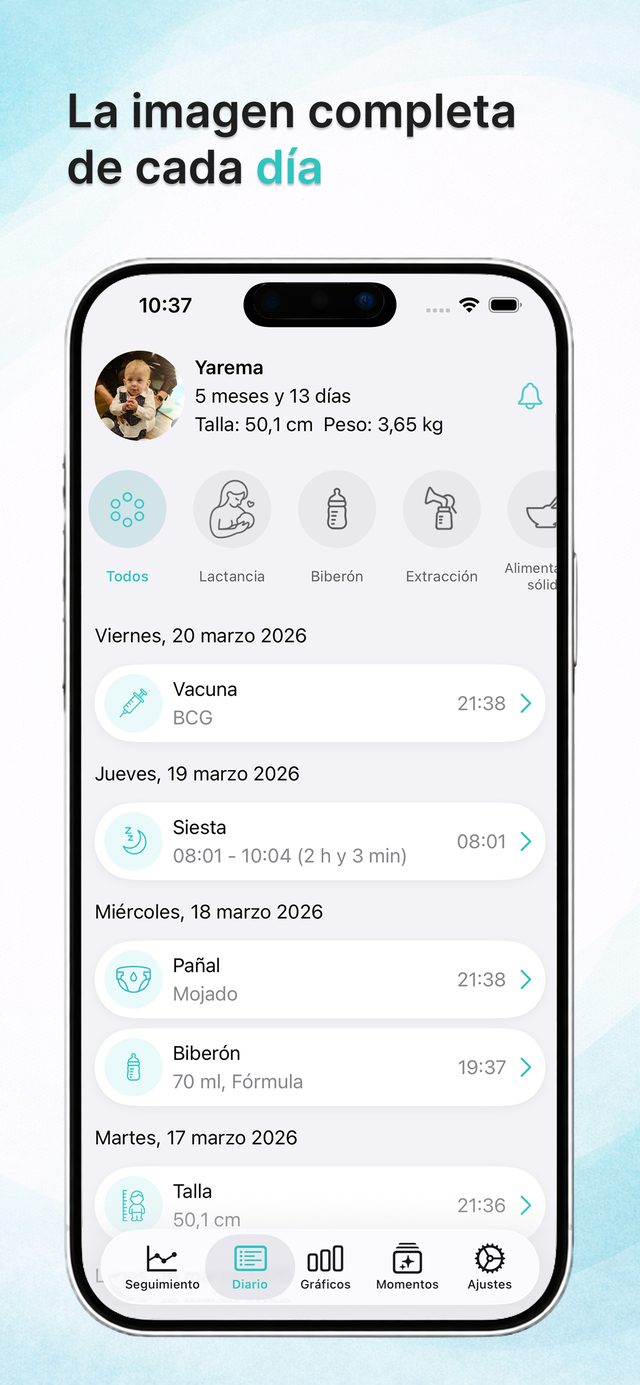 Diario diario de los eventos del bebé