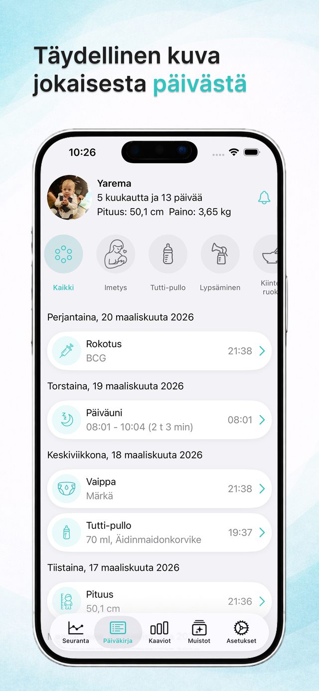 Vauvan tapahtumien päiväkirja