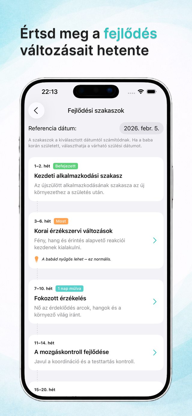 Heti fejlődési szakaszok