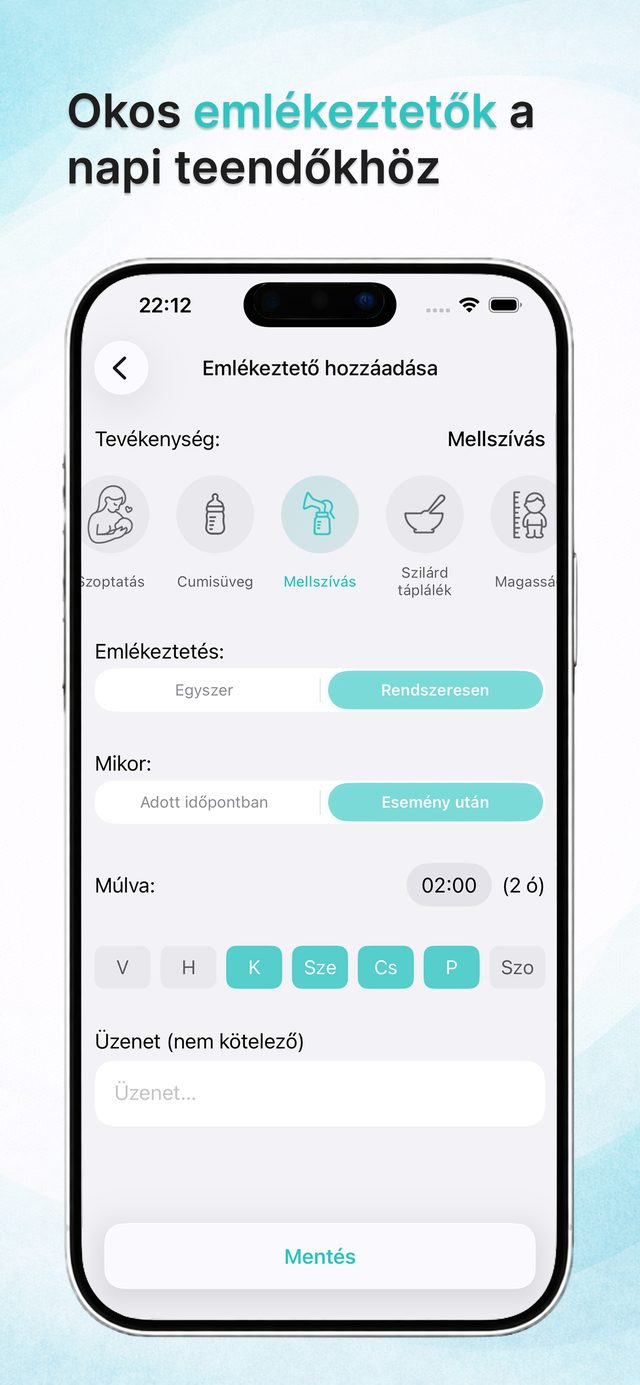 Okos emlékeztetők etetéshez és gyógyszerhez
