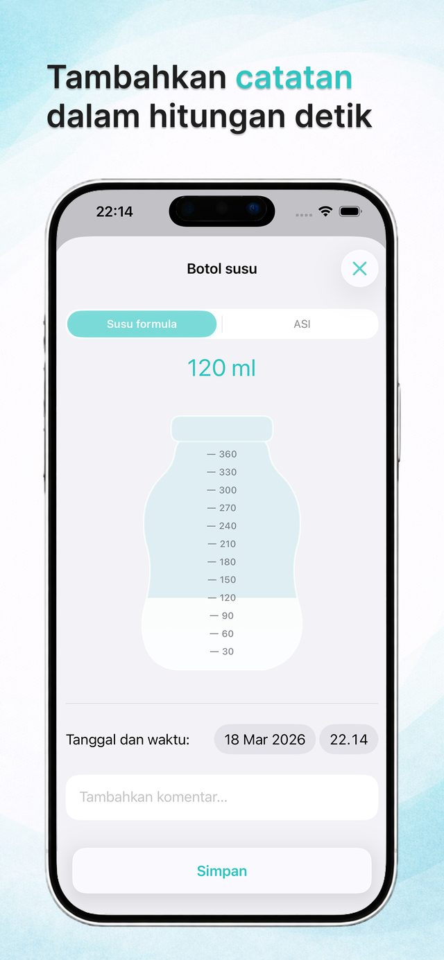 Menambahkan sesi susu botol dalam hitungan detik