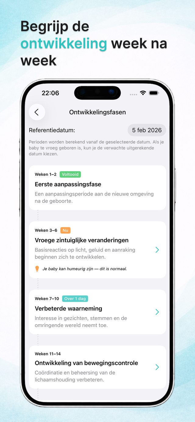 Wekelijkse ontwikkelingsfasen