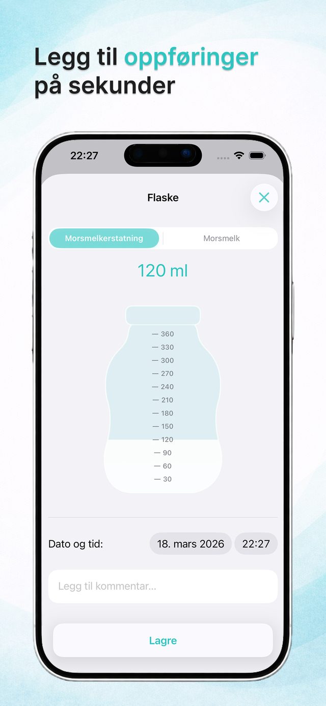 Legge til en flaskemating på sekunder