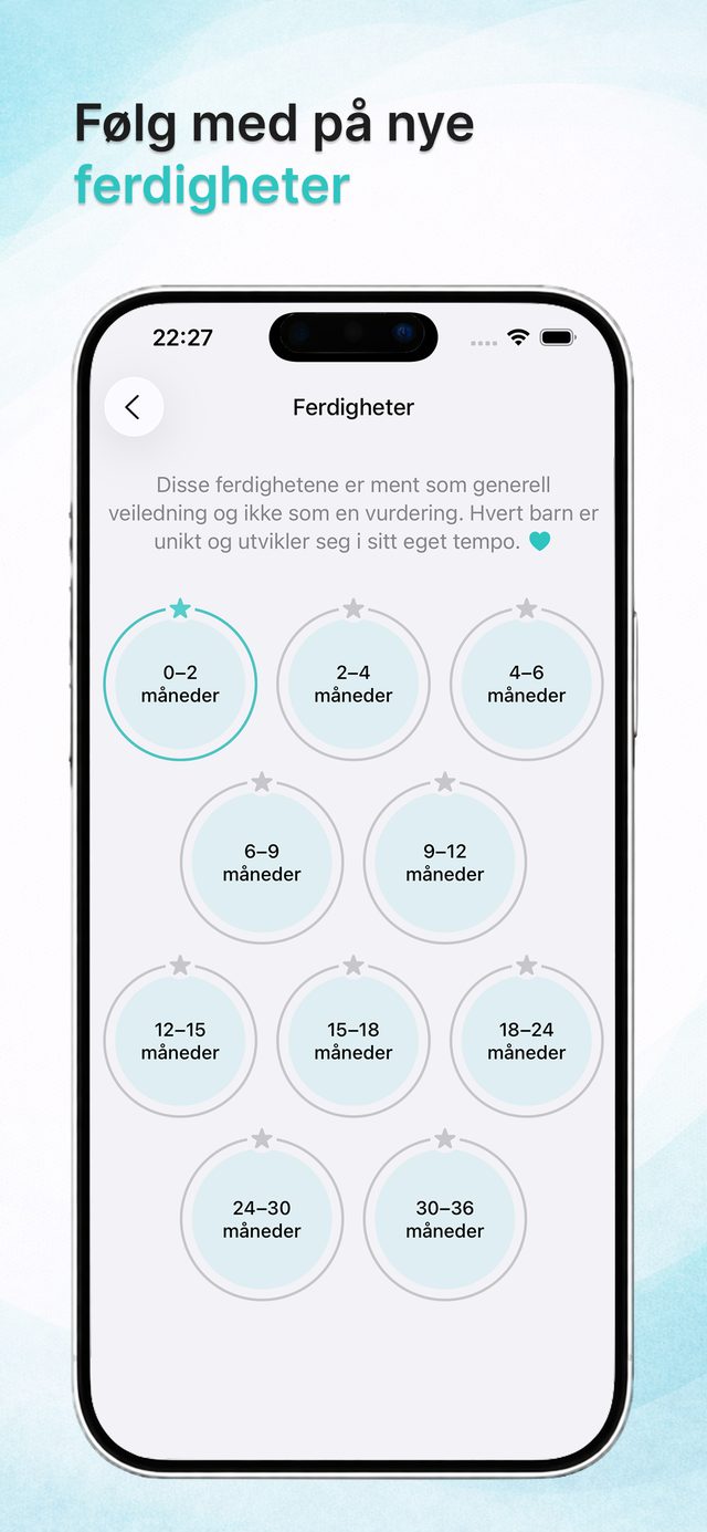 Babyens ferdigheter per måned
