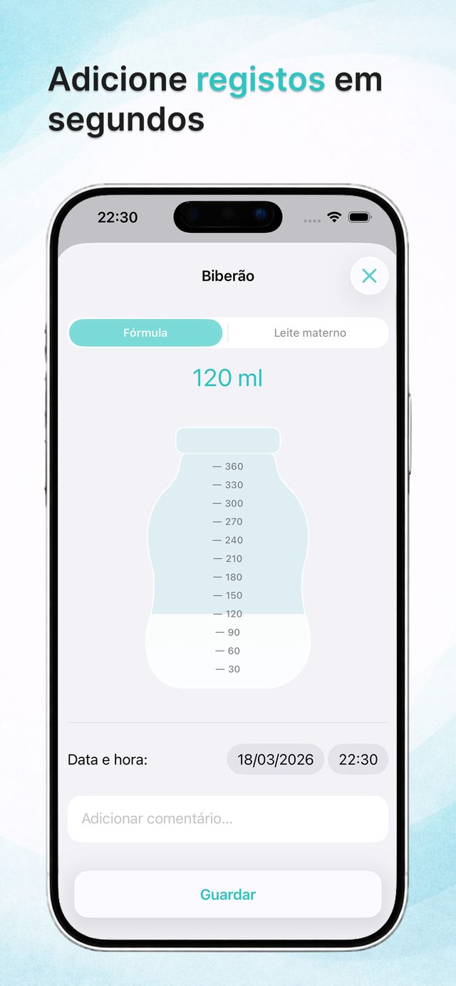 Adicionar uma mamada ao biberão em segundos