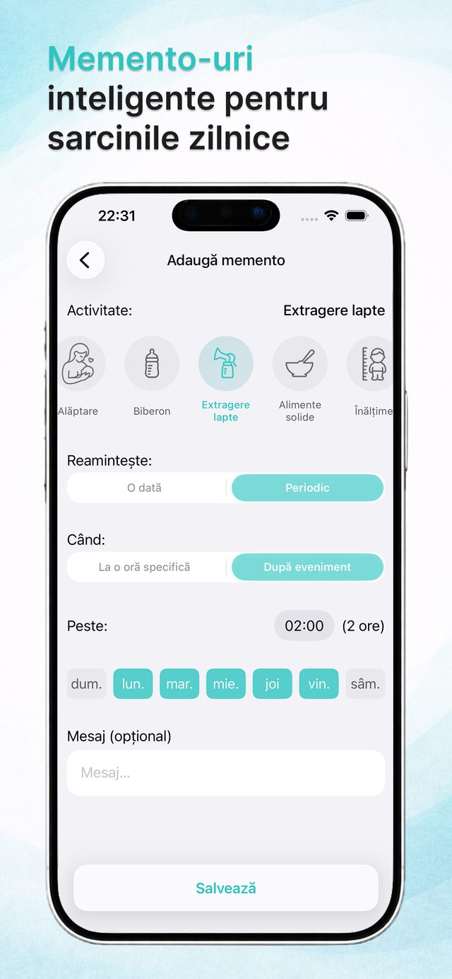Memento-uri inteligente pentru mese și medicamente