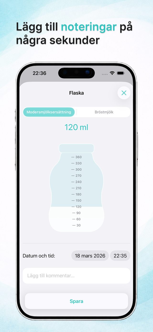 Lägga till en flaskmatning på sekunder